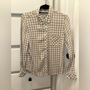 Khaki cream plaid Rails metallic flannel shirt. excellent condition size medium